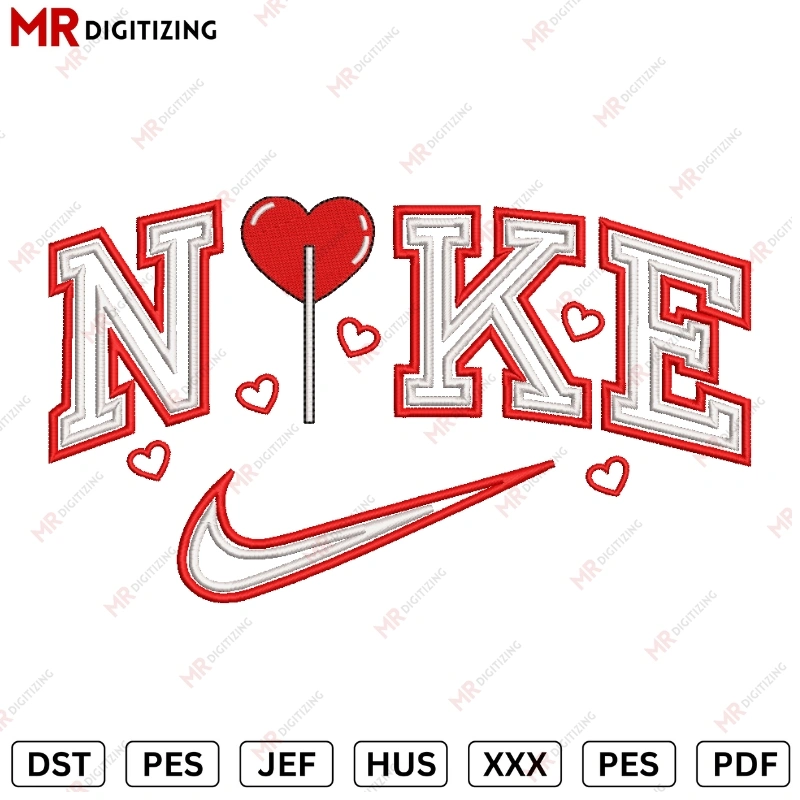 Nike Lolypop love Valentines Embroidery Design - DST, PES, JEF