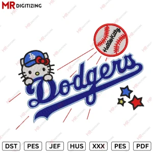 Dodgers kitty Embroidery Design