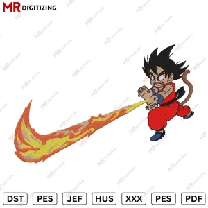 Goku Fire Swoosh Embroidery Design