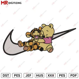 Tiger and Pooh Swoosh Embroidery Design
