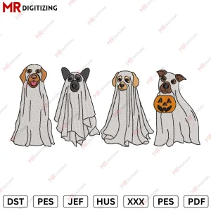 4 dogs Halloween Halloween Embroidery design