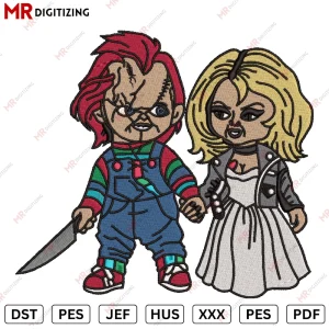 Chucky and Tiffany Embroidery design