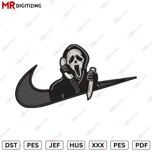 Ghost Halloween Swoosh Embroidery desing