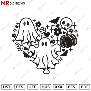 Ghosts Pumpkin Embroidery design