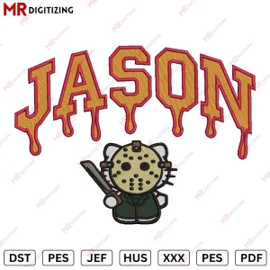 JASON kitty drip Halloween Embroidery design