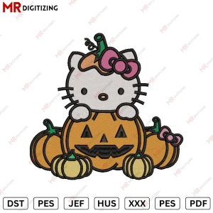Kitty pupmkin Embroidery design