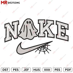 Nike Ghost Outline Halloween Embroidery design