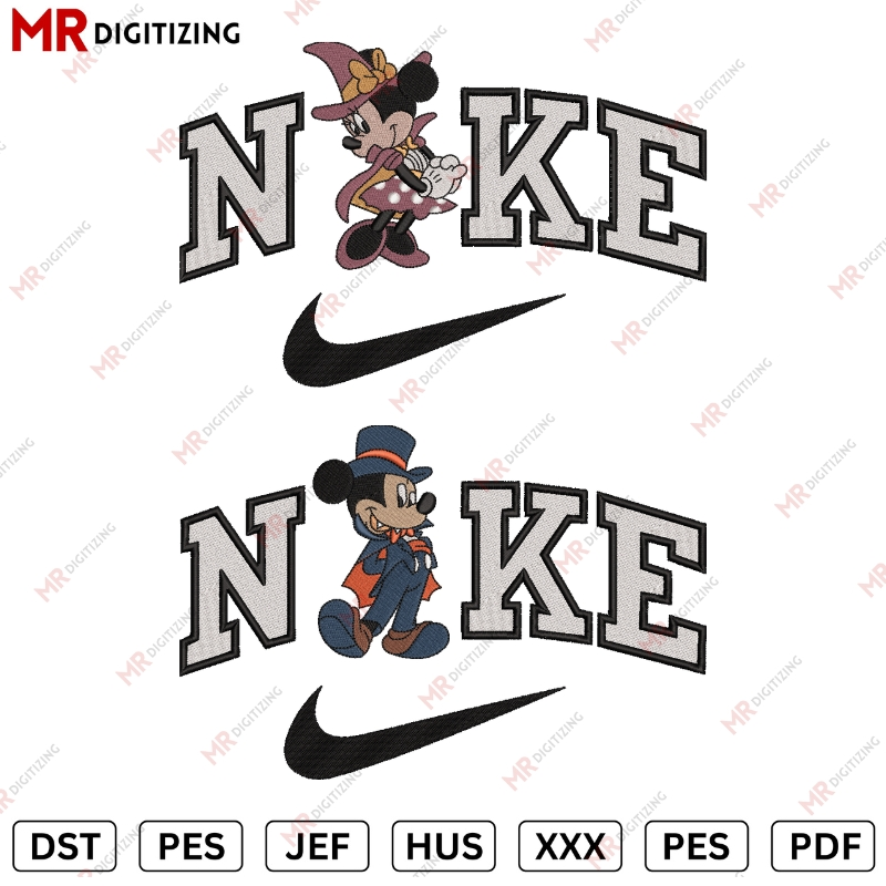 Nike Micky & Minnie Halloween Embroidery design- DST, PES, JEF