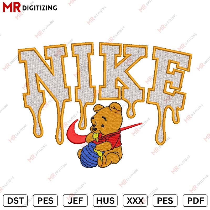 Nike Pooh Drip Embroidery design- DST,PES,