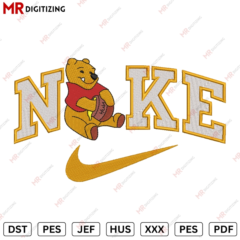 Nike Pooh Honey Embroidery design- DST,PES,