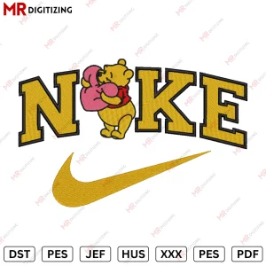Nike Pooh heart Embroidery design