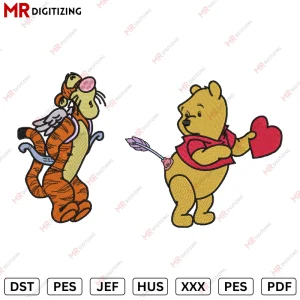 Pooh And Tiger love Embroidery design