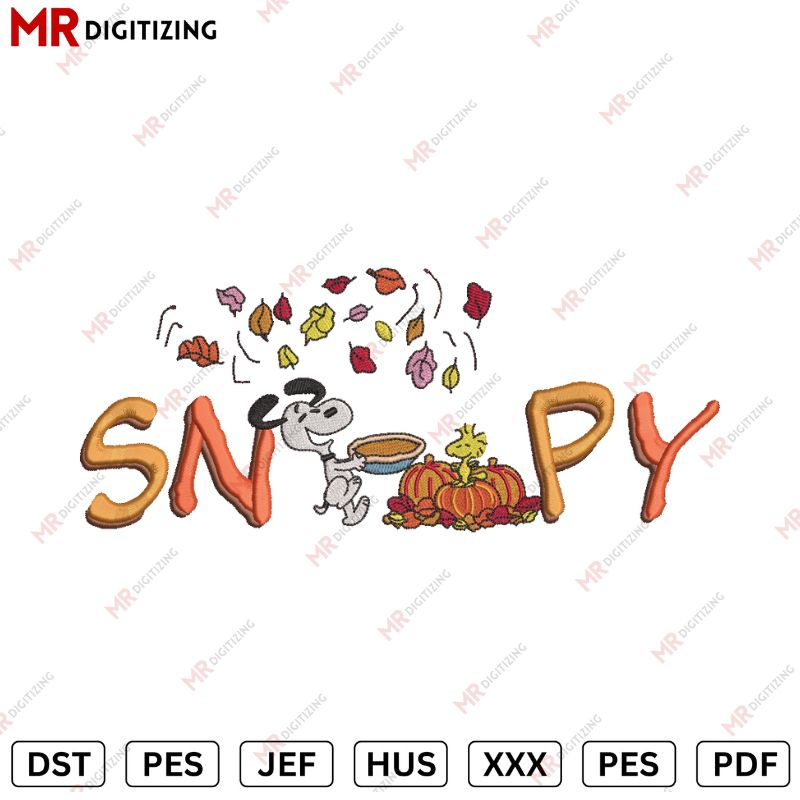 Snoopy fall Embroidery desing