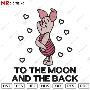 To the moon Piglet Embroidery design