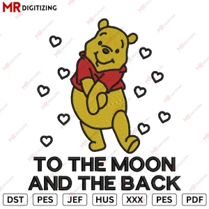 To the moon Pooh Embroidery design