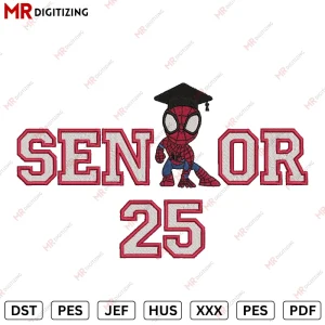 Senior 25 spiderman Graduation Embroidery Design