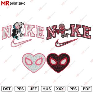 Nike Miles Morale & Gwen stacy Matching embroidery design