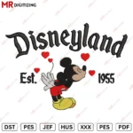 Disneyland Mickey kiss Valentine's Day Embroidery design