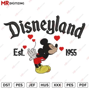 Disneyland Mickey kiss Embroidery design