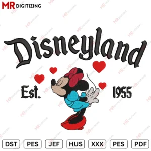 Disneyland Minnie kiss Embroidery design