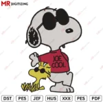 Joe Cool Snoopy & woodstock Valentine's Day Embroidery design