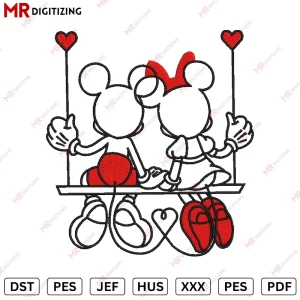 Mickey minnie g1 Valentine s Day Embroidery design