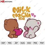 Milk Mocha Bear Valentine's Day Embroidery design