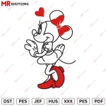 Minnie Love Heart Valentine's Day Embroidery design