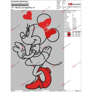 Minnie Love Heart 6 by 10