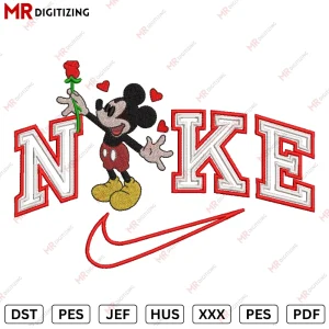 Nike Mickey flower Valentine s Day Embroidery design