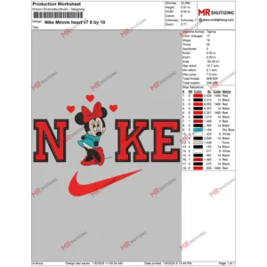 Nike Minnie heart v7 6 by 10