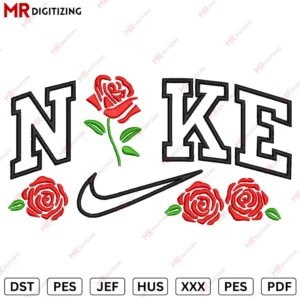 Nike Red Rose Valentine s Day Embroidery design