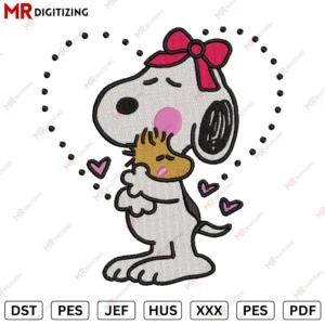 Snoopy & Woodstock love Embroidery design