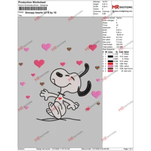 Snoopy hearts U1 6 by 10