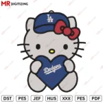 Dodgers kitty heart Embroidery design