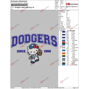 Dodgers hello kitty 6 by 10