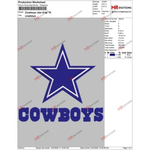 Cowboys star 6 by 10
