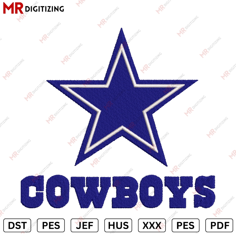 Cowboys star Embroidery design