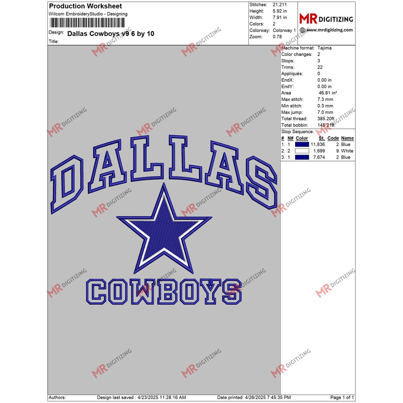 Dallas Cowboys v9 6 by 10