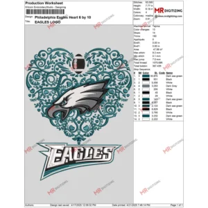 Philadelphia Eagles Heart 6 by 10