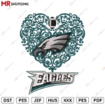 Philadelphia Eagles Heart Embroidery design