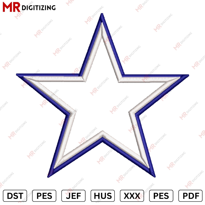 dallas star Applique Embroidery design
