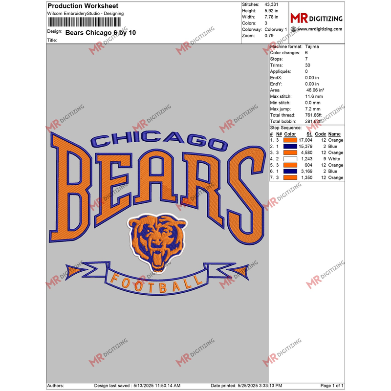 Bears Chicago 6 by 10