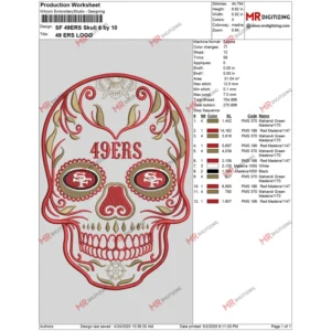 SF 49ERS Skull 6 by 10