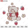 CAT Strawberry Embroidery design