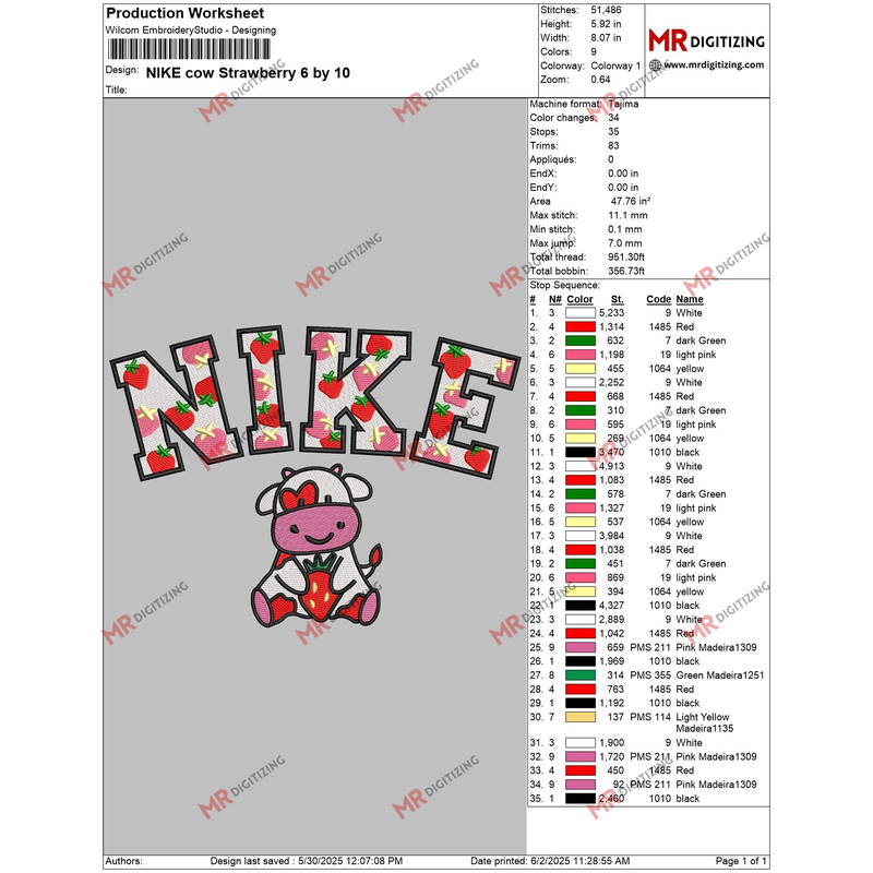 NIKE cow Strawberry 6 by 10