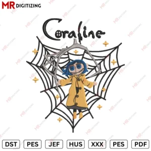 Coraline doll Halloween Embroidery design