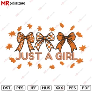 JUST A GIRL Fall Halloween Embroidery design