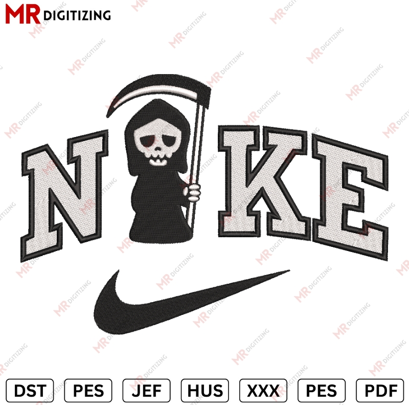 Nike Ghost Horror Halloween Embroidery design