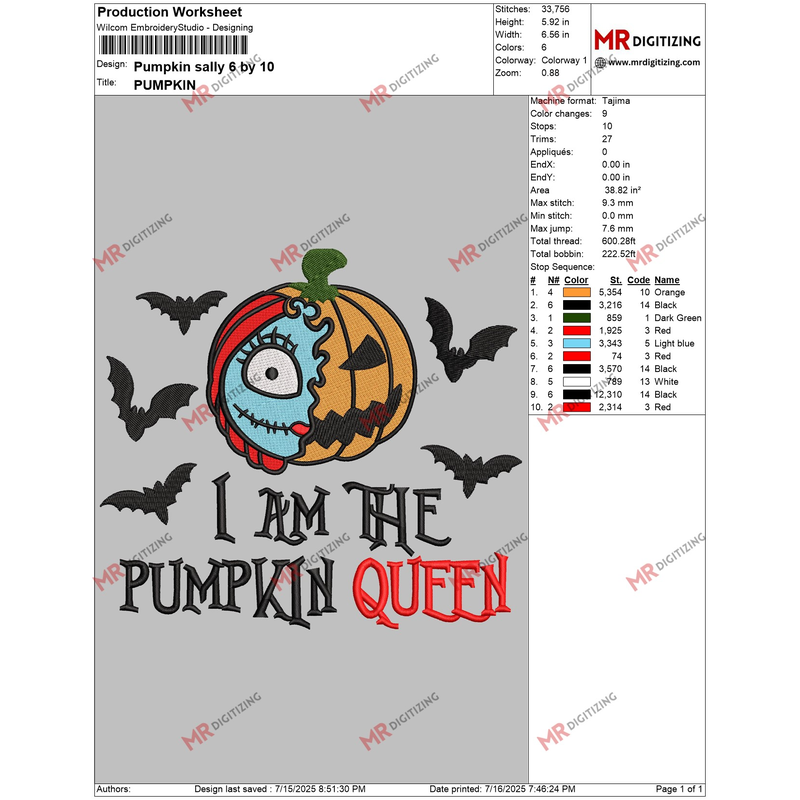 Pumpkin sally 6 by 10